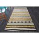 1970s Vintage Turkish Hand-Knotted Wool Cotton Green Runner Rug 139x323
