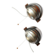 Pair of vintage 70s chrome and wood slatted wall lights