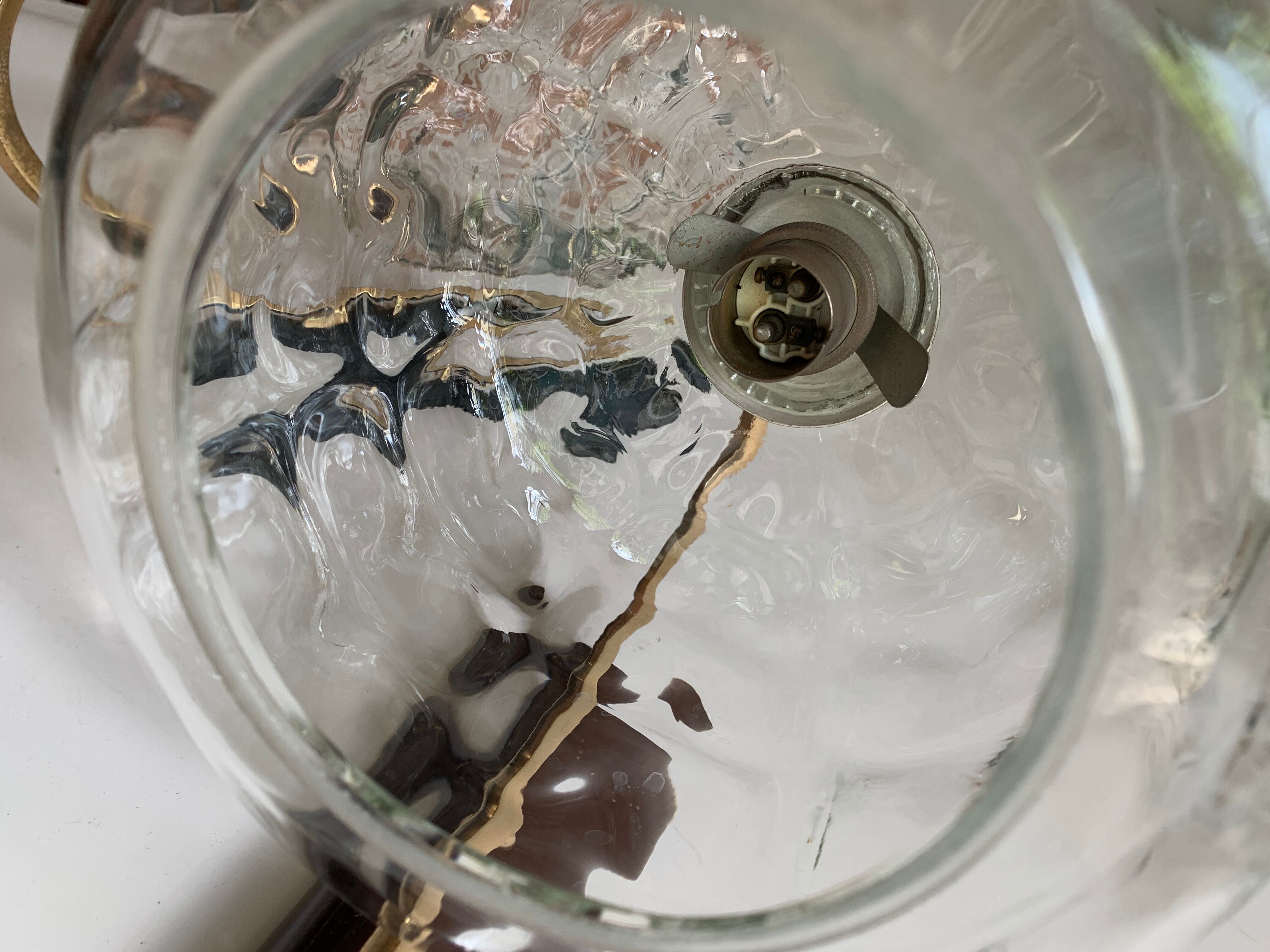 Vintage brass and glass wall sconces