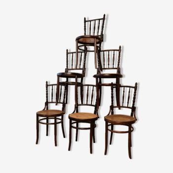 Ensemble  de 6 chaises bistrots par Fischel