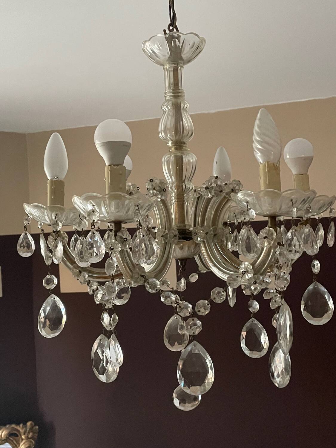 Antique Murano 5-branch tassel chandelier