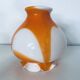 Globe lampshade in orange and white glass, vintage 1970s Space Age.