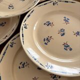 Set of 10 Lunéville Flore Vintage Flat Plates, antique earthenware