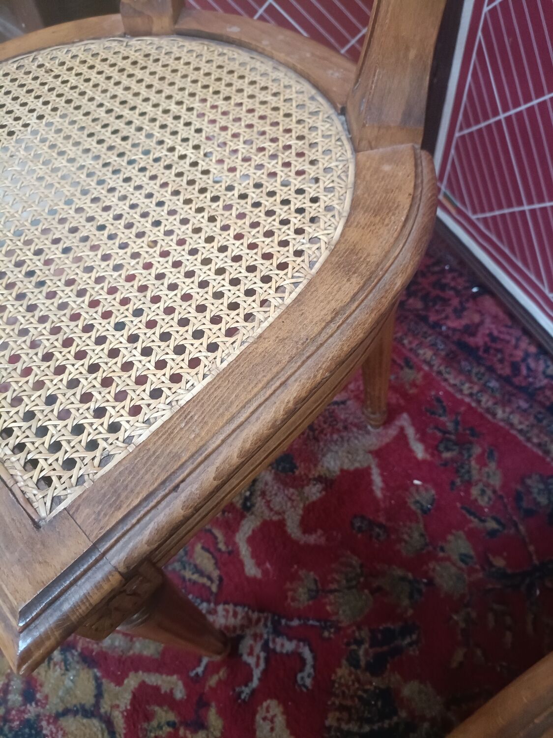 Louis XVI style medallion chairs, canned seat and back