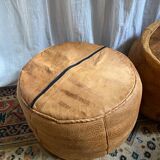 Pair of leather poufs