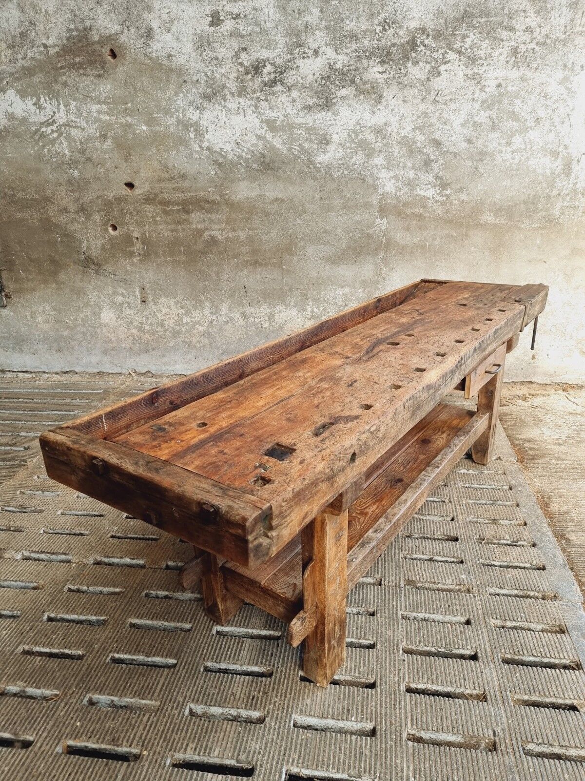 Antique workbench oak, beech side table
