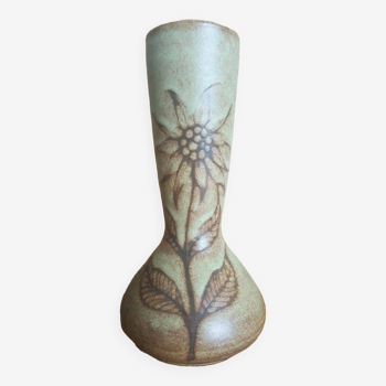 Vase Céramique Jacques Fonck et Jean Mateo Saint-Paul-de-Vence Motif Edelweiss 1960