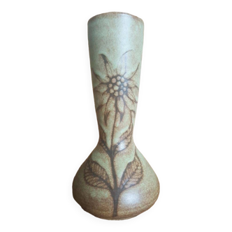 Ceramic Vase Jacques Fonck and Jean Mateo Saint-Paul-de-Vence Edelweiss Pattern 1960