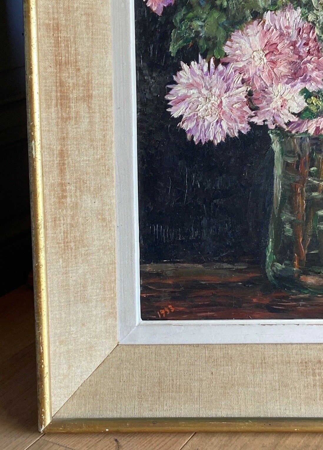 Oil on panel by r fescheux still life bouquet of flowers