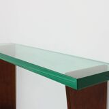 Console sculpturale Art Déco française avec plateau en verre, vers 1925