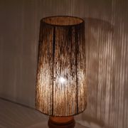 Lampe suedoise en bois tourné et corde 1960