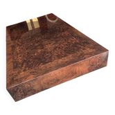 Table basse marqueterie bois de loupe 1970