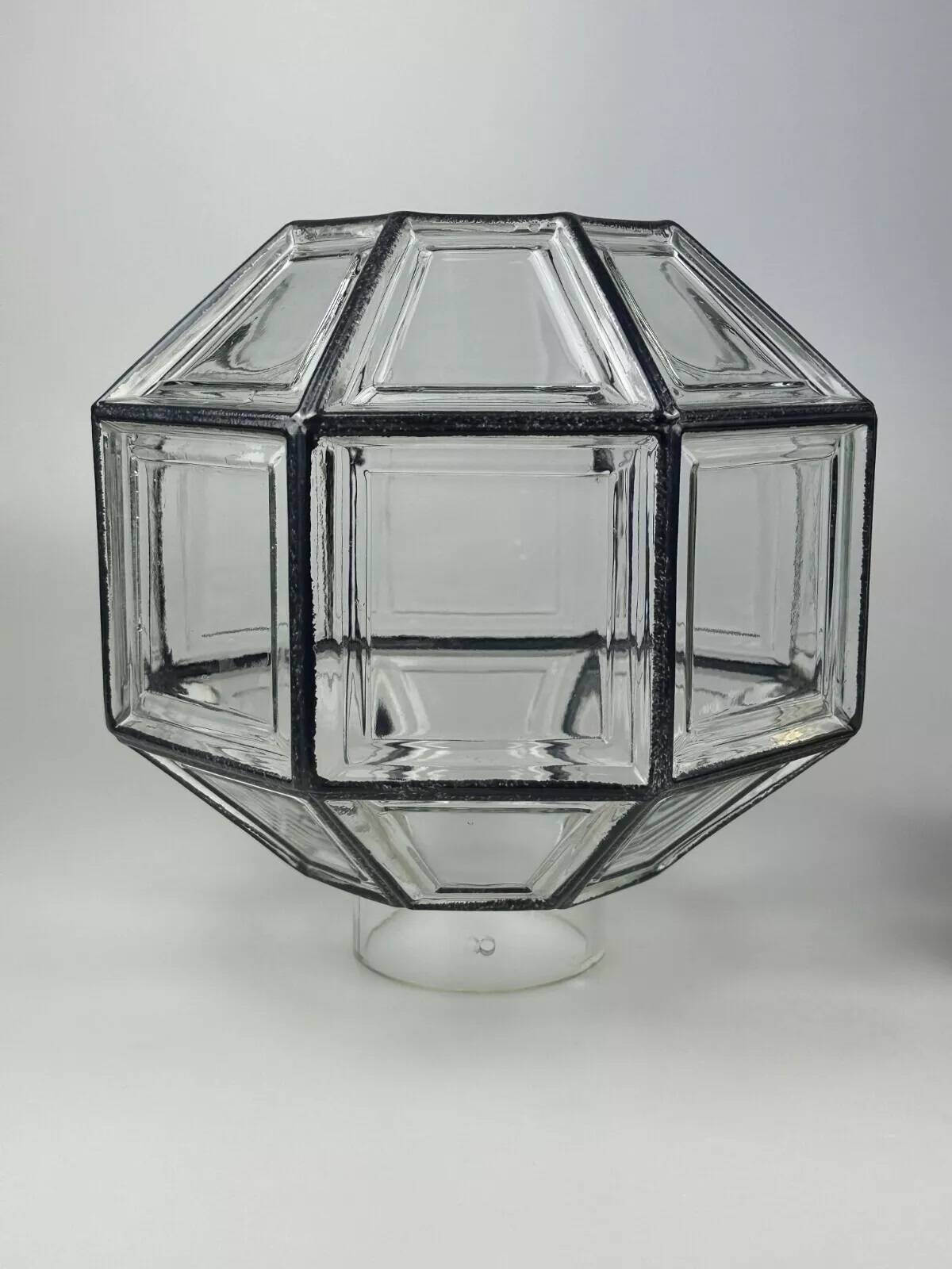 60s 70s ceiling lamp Glashütte Limburg Germany glass & brass Space Age