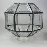 60s 70s ceiling lamp Glashütte Limburg Germany glass & brass Space Age