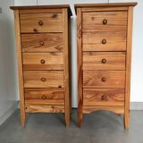 Pair of 5-drawer chests of drawers in pine. 80 years