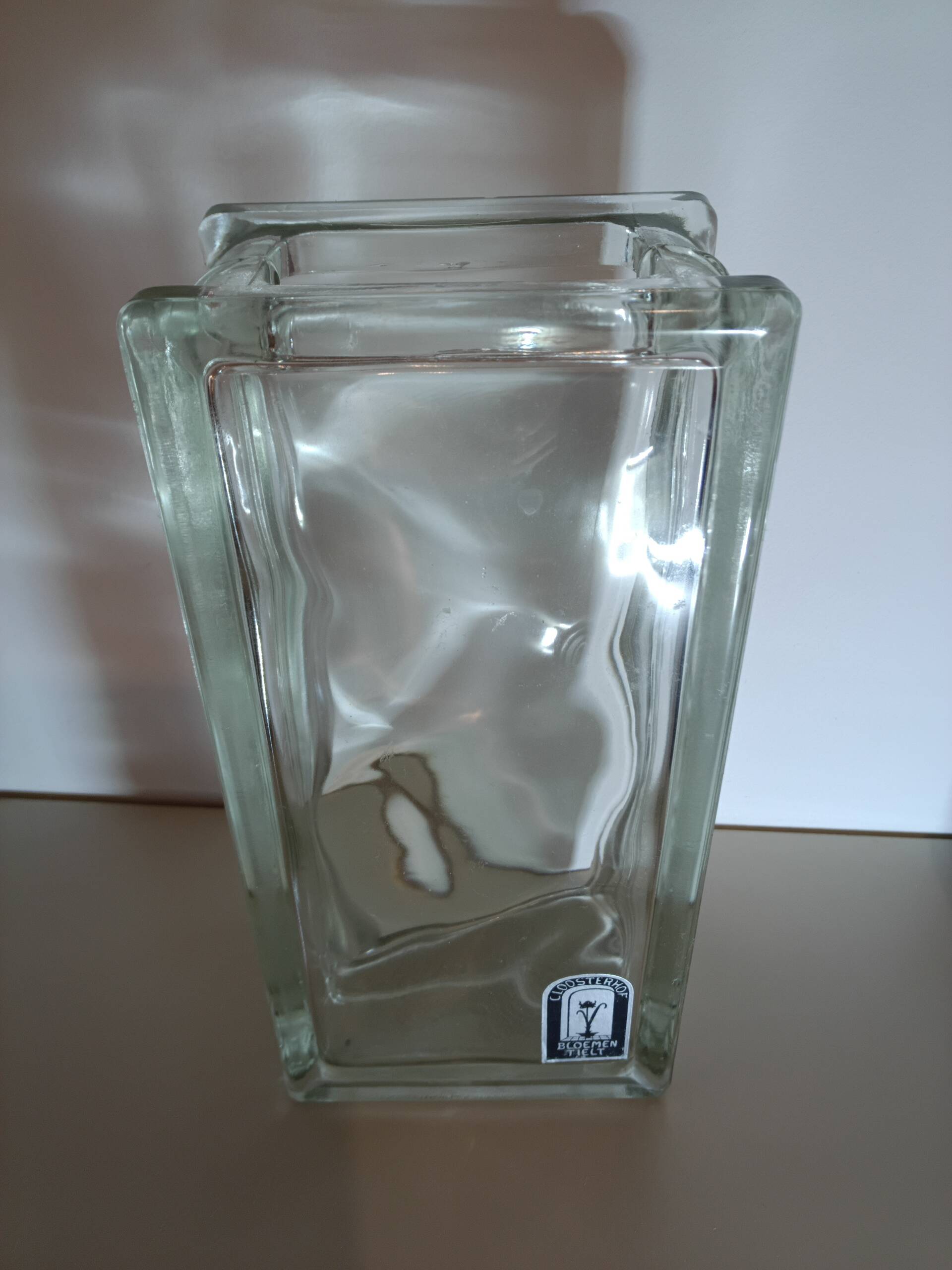 Vintage brick-shaped rectangular glass vase