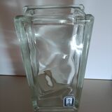Vintage brick-shaped rectangular glass vase