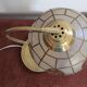 Swan neck lamp. Brass lampshade with mother-of-pearl leaf patterns.