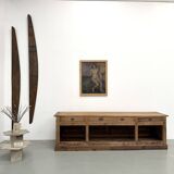 Very large pine trade counter, circa 1920.