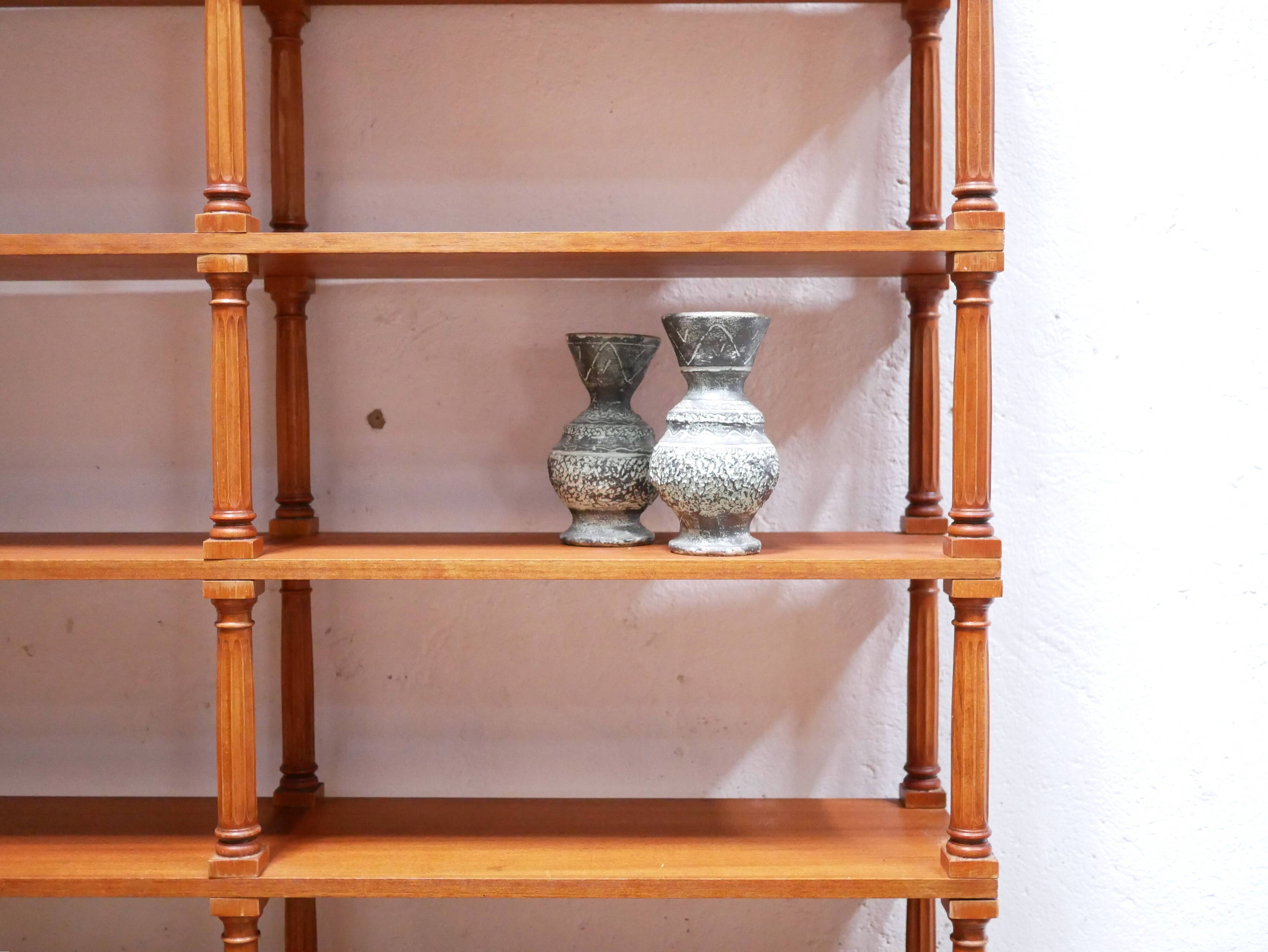 Vintage wooden bookshelf library