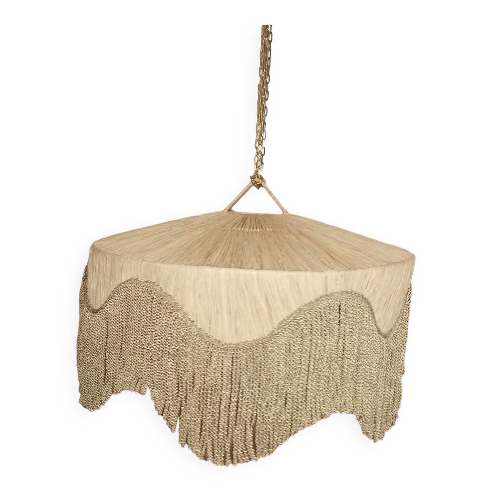Abat jour de suspension à franges en Rafia
