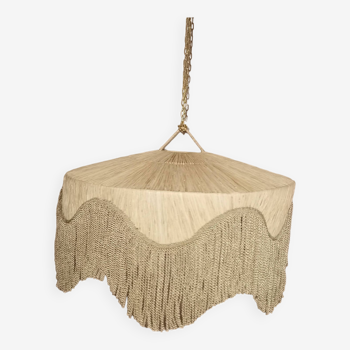 Fringed pendant lampshade in Rafia