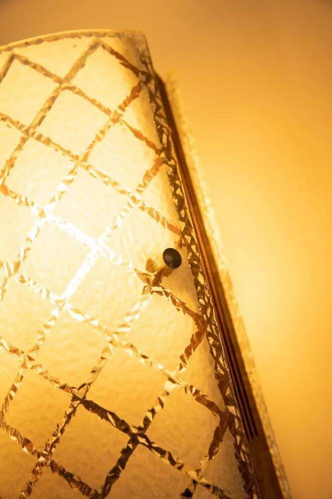 Vintage 1960s wall light, milk glass and bohemian teak.