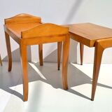 Art Déco beech ottomans made in Italy, orginals from 1940