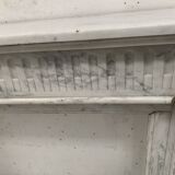 Louis XVI Style Fireplace in White Veined Carrara Marble, 19th Century