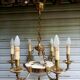 Exceptional bronze chandelier with 6 lights in Louis XIII style, in working condition - 7.5 kg