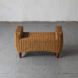 Stool, hocker in rattan and teak, Dutch design, 1970’s