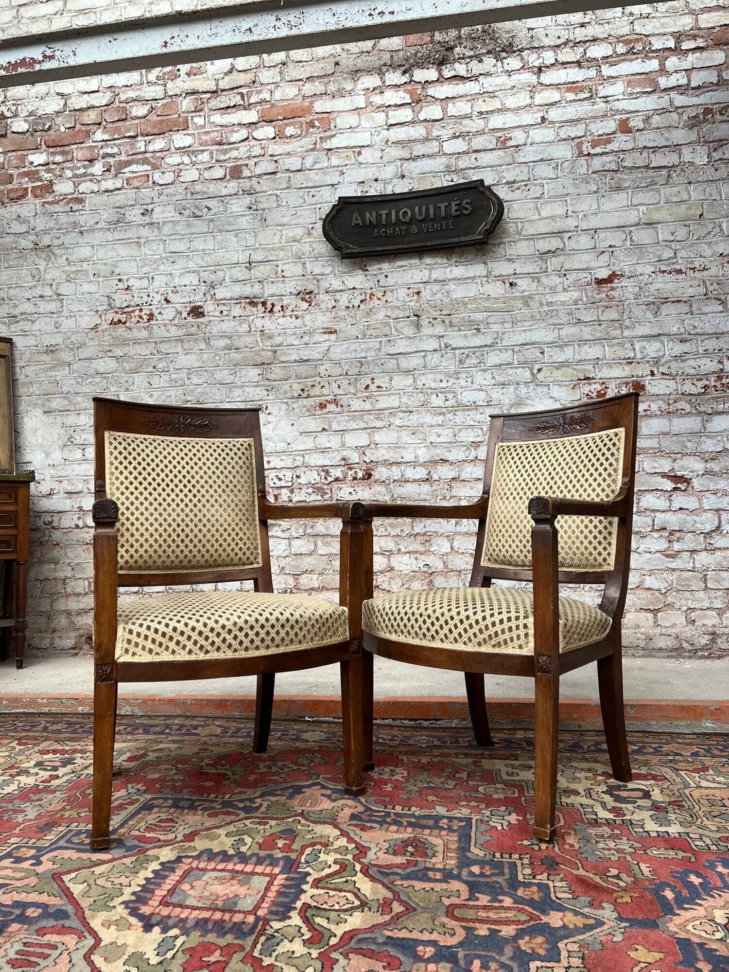 Pair of mahogany armchairs Empire XIXth century