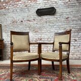 Pair of mahogany armchairs Empire XIXth century