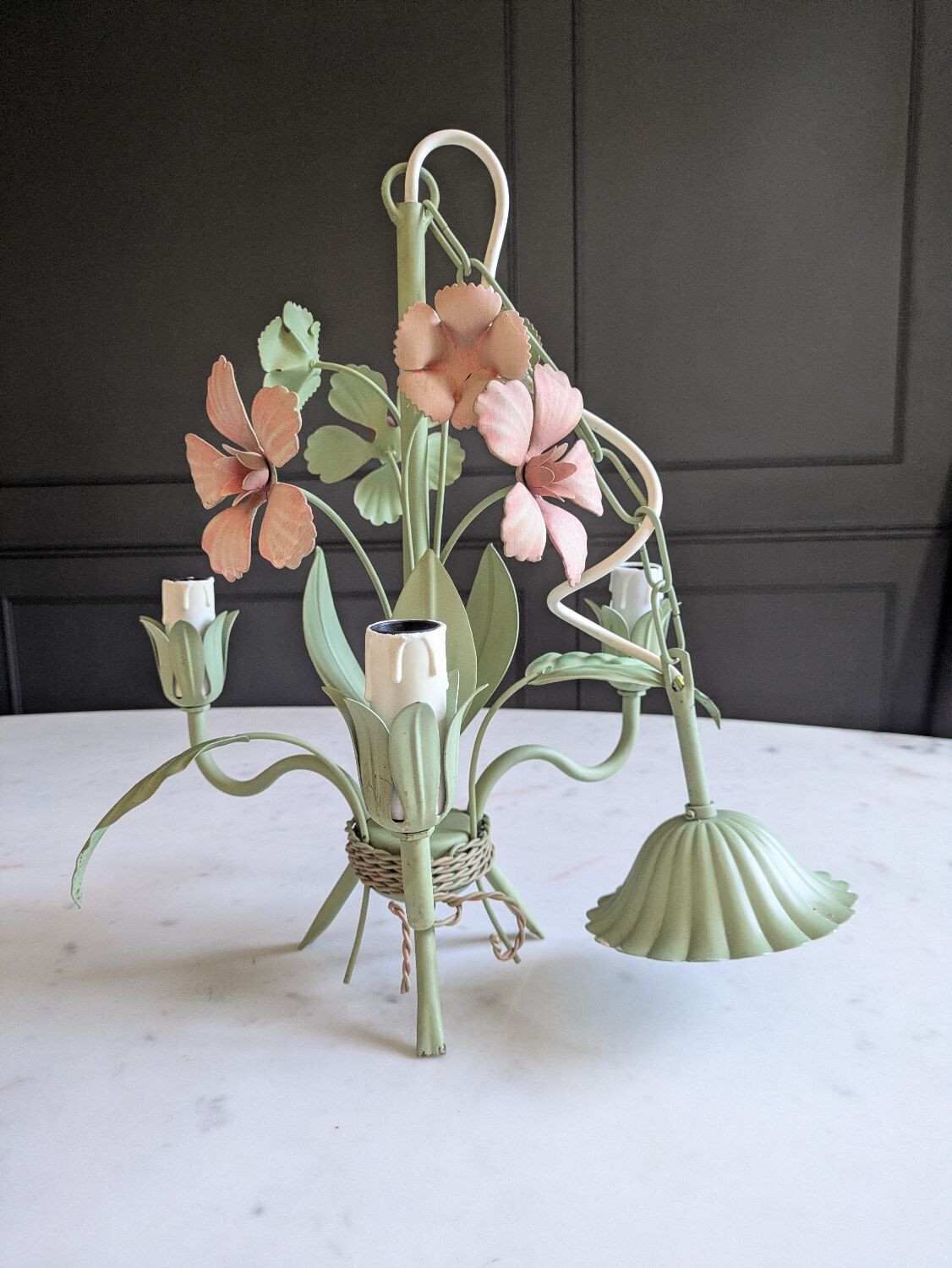 Ancien lustre fleuri italien