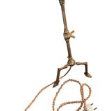 Rare articulated tripod base table lamp in gold-plated brass