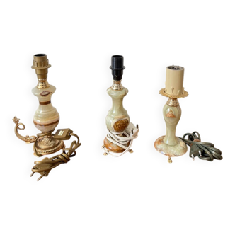 Set of antique onyx marble lamp bases