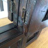 Vintage Indonesian teak shuttered mirror