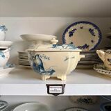 Gien ironstone soup tureen in blue, "Birds" service circa 1870.