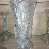 Large vintage pressed glass vase, an impressive and very decorative piece.