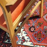 Armchair in solid oak velvet terracota