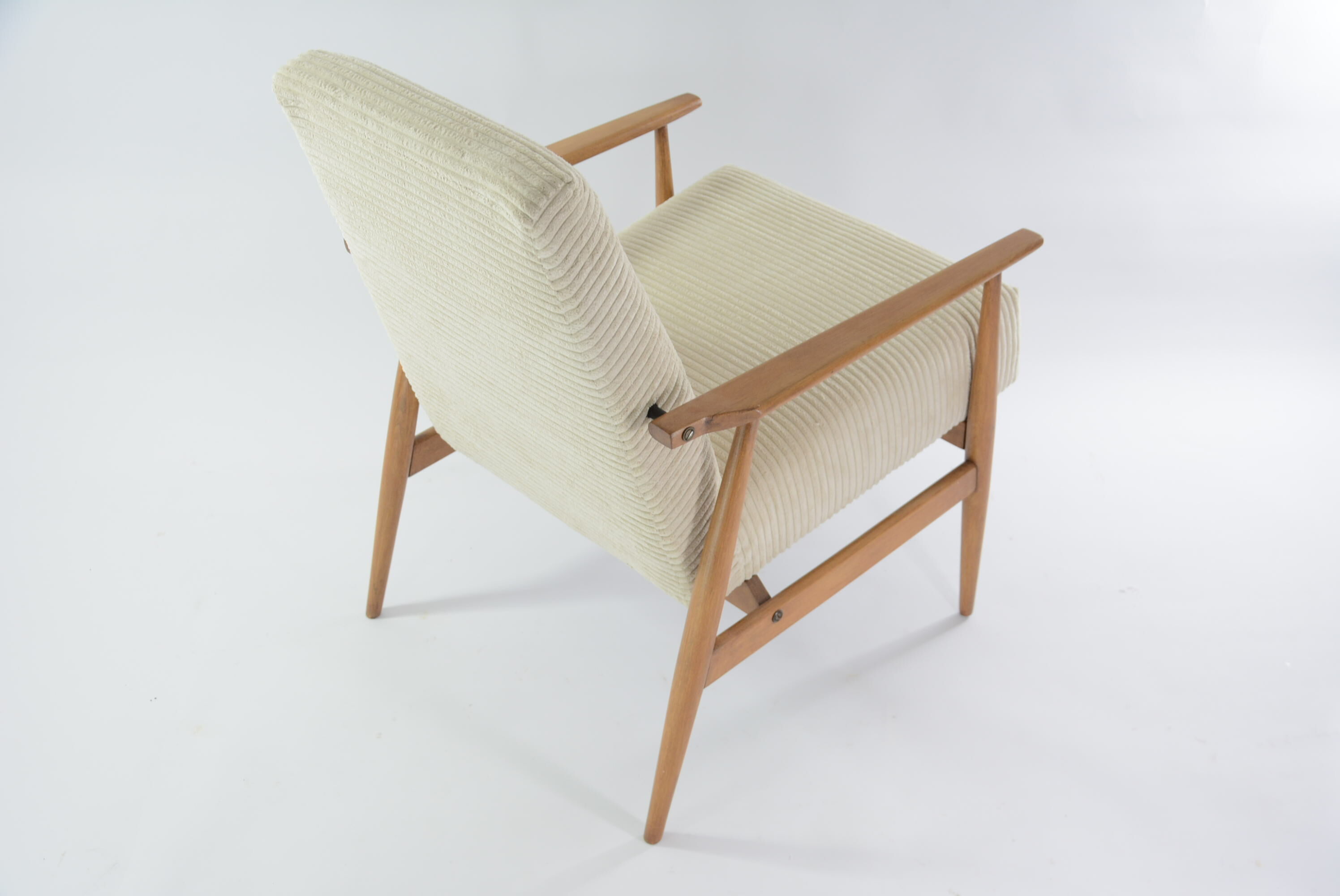 Fauteuil fox velours côtèle crème