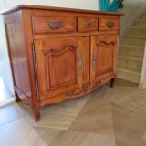 Rustic buffet in Louis XV-Regency style, dovetailed, cherry wood finish, solid wood.