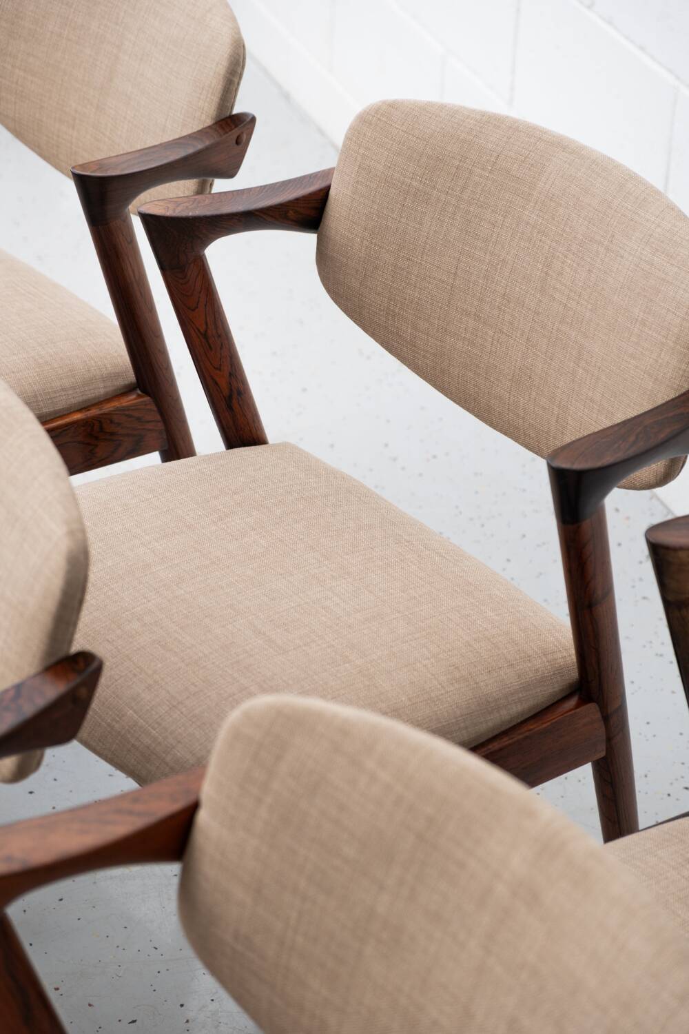 Dining chairs in rosewood, model 42, by Kai Kristiansen.