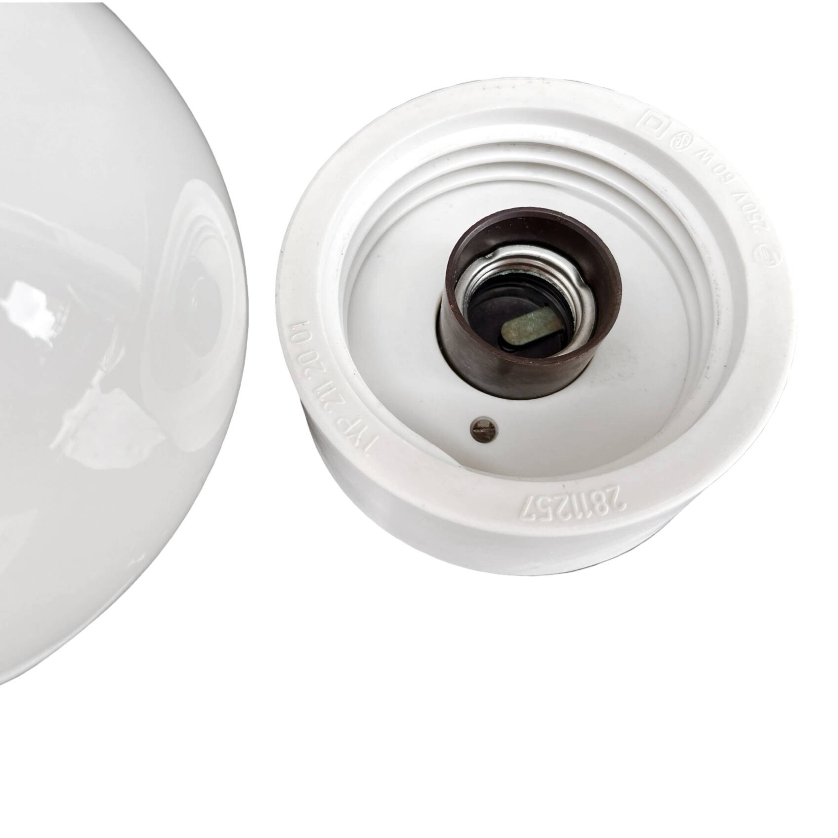 White spherical wall lamp, Elektrosvit Nové Zámky, Czechoslovakia, 1960s.