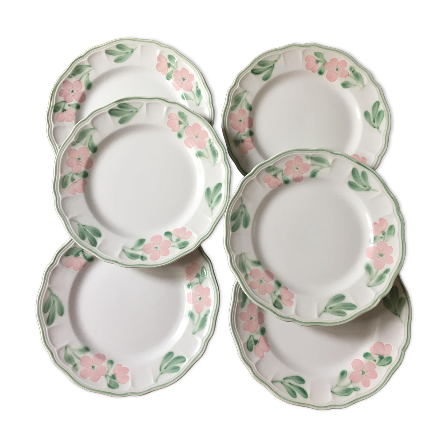 6 vintage dessert plates, Salins France