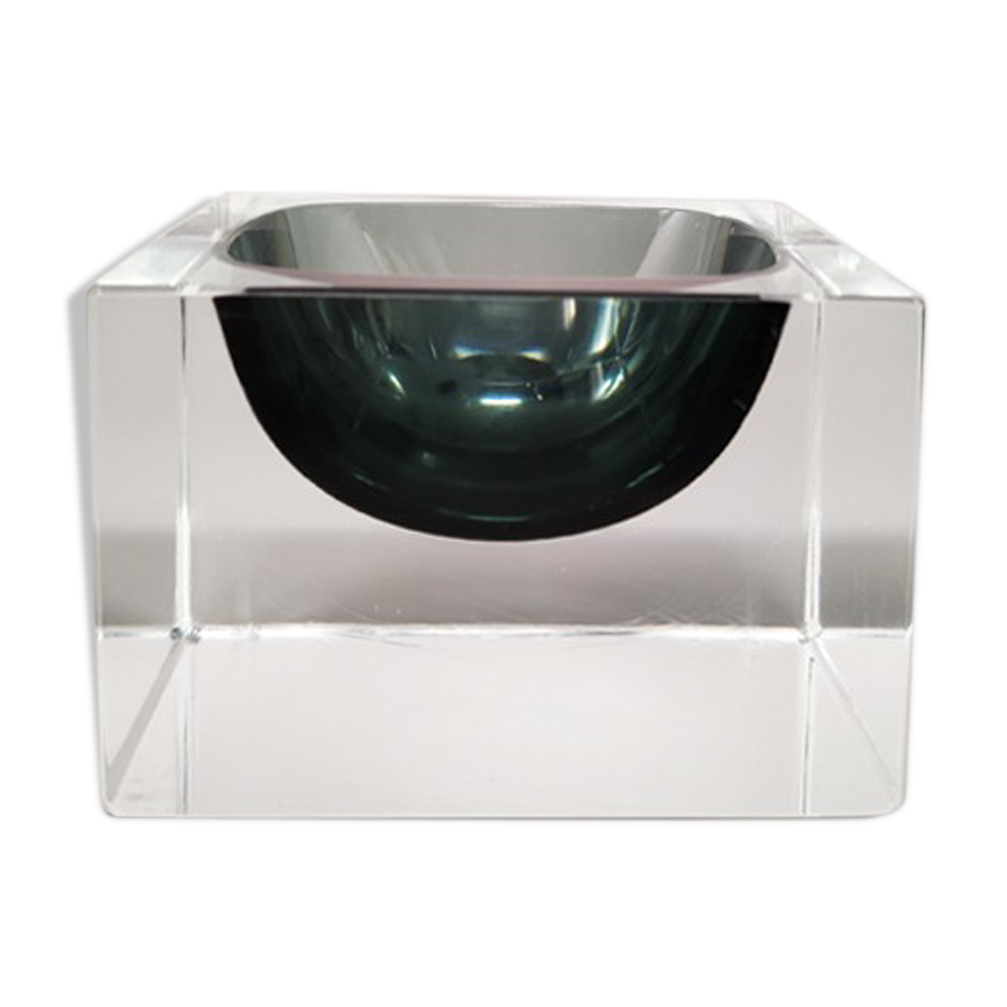 1960s stunning grey ashtray or catchall by flavio poli for seguso. made in italy