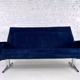 Scandinavian style sofa from the 50s - 60s in blue fabric and base