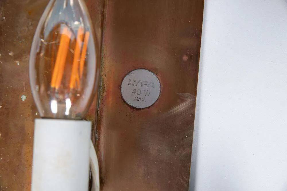 Vintage glass wall sconces by Carl Fagerlund, Lyfa glass sconces.