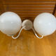 Double Minimalist Opaline Ball Wall Light + White Metal Support 80