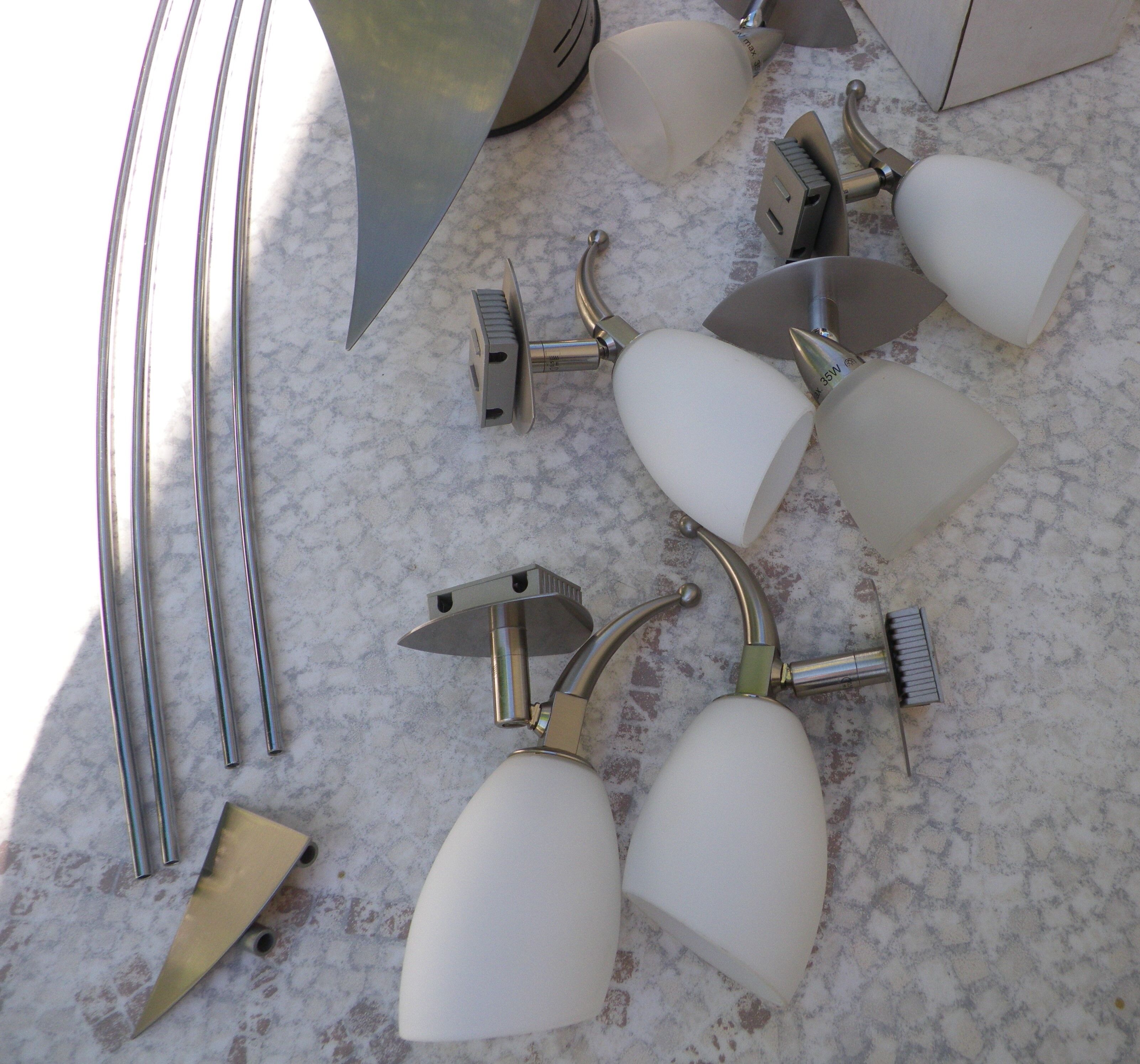 "Paulmann" 1m40 design hanging 6 lights anodized aluminium - 70s